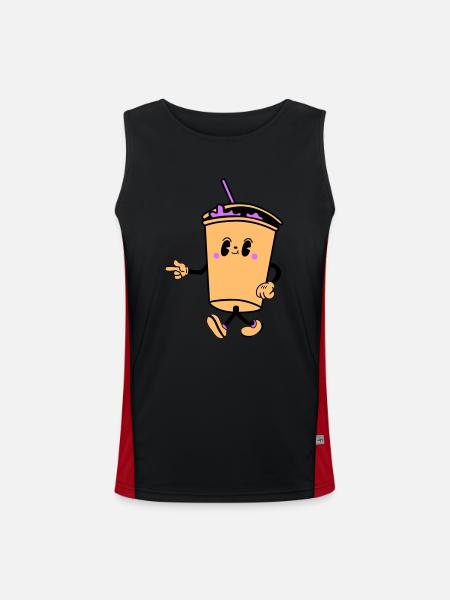 Drink Cartoon - Men's Functional Contrast Tank Top  - black/red