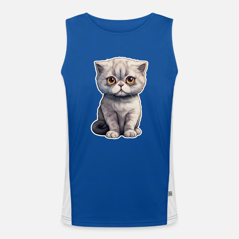 Scottish Fold Katze Funktionelles Kontrast-Tank Top für Männer 