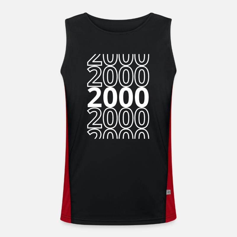 2000 2000 2000 - Men's Functional Contrast Tank Top  - black/red