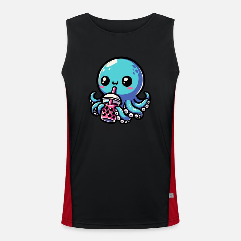 Bubble Tea Octopus Boba Tea Kawaii Geschenk Funktionelles Kontrast-Tank Top für Männer 