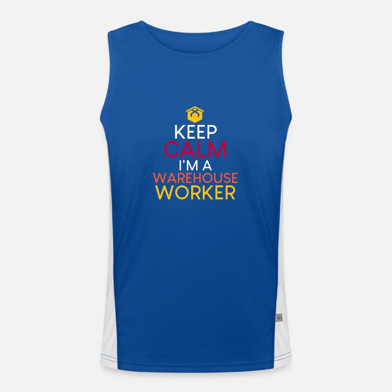 Warehouse worker saying Men's Functional Contrast Tank Top 