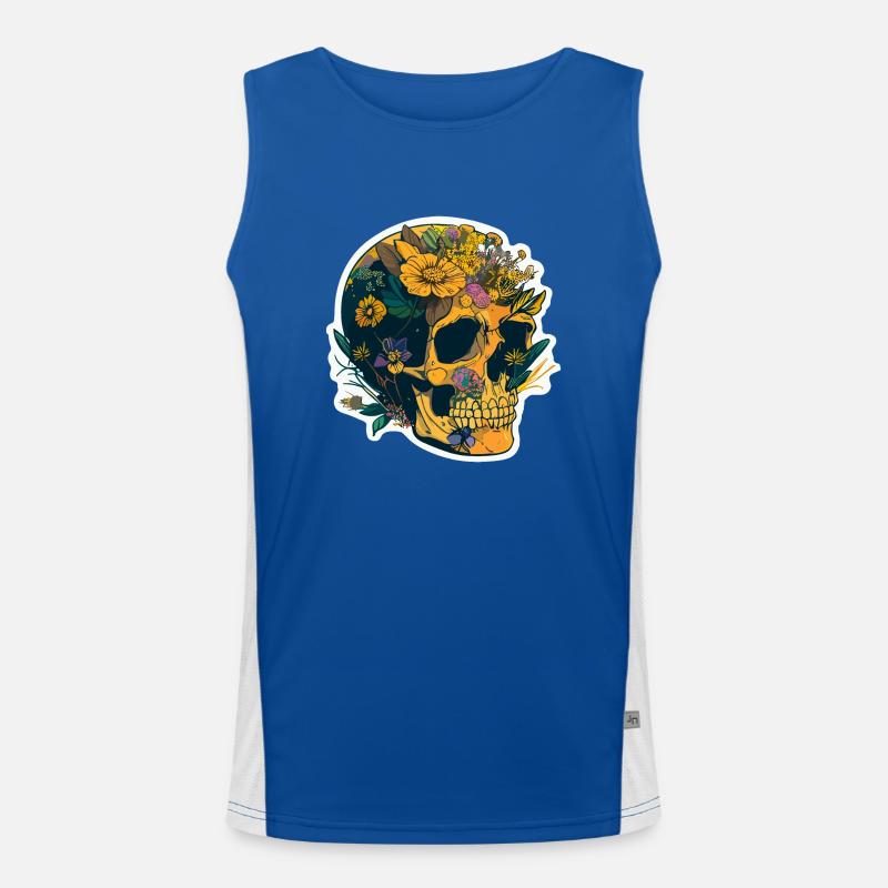 Menschlicher Schädel & Blumen 20 Funktionelles Kontrast-Tank Top für Männer 