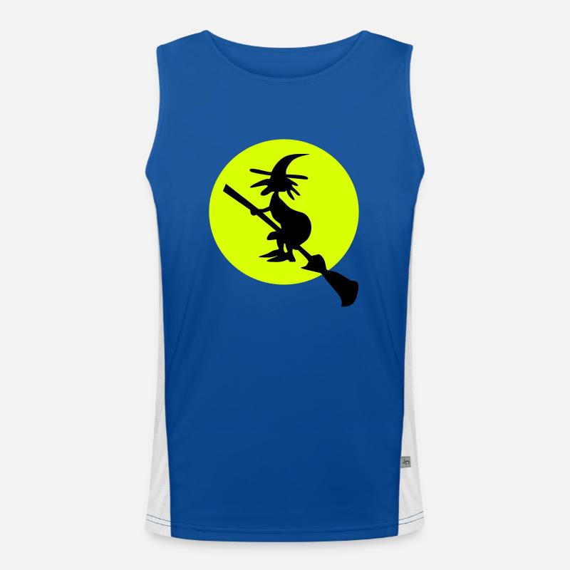 witch and full moon Men's Functional Contrast Tank Top 