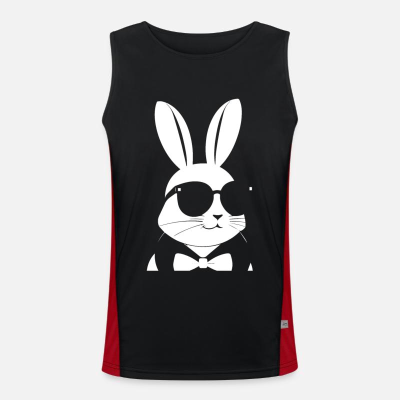 Funny Rabbit Sunglasses Cool Sunglas Rabbit Men's Functional Contrast Tank Top 
