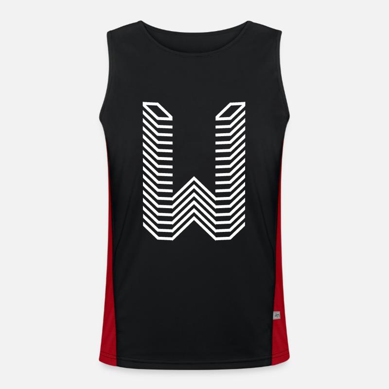 Unique Letter W Logo Design "White" Men's Functional Contrast Tank Top 