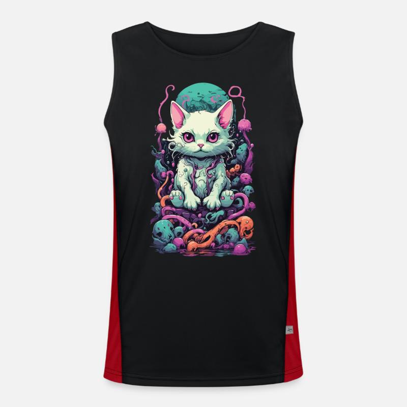 Goth Pastell Katze im E-Girl Look Design Funktionelles Kontrast-Tank Top für Männer 