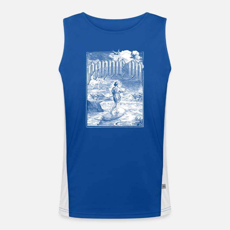 Paddle Board Paddling Drawing Men's Functional Contrast Tank Top 