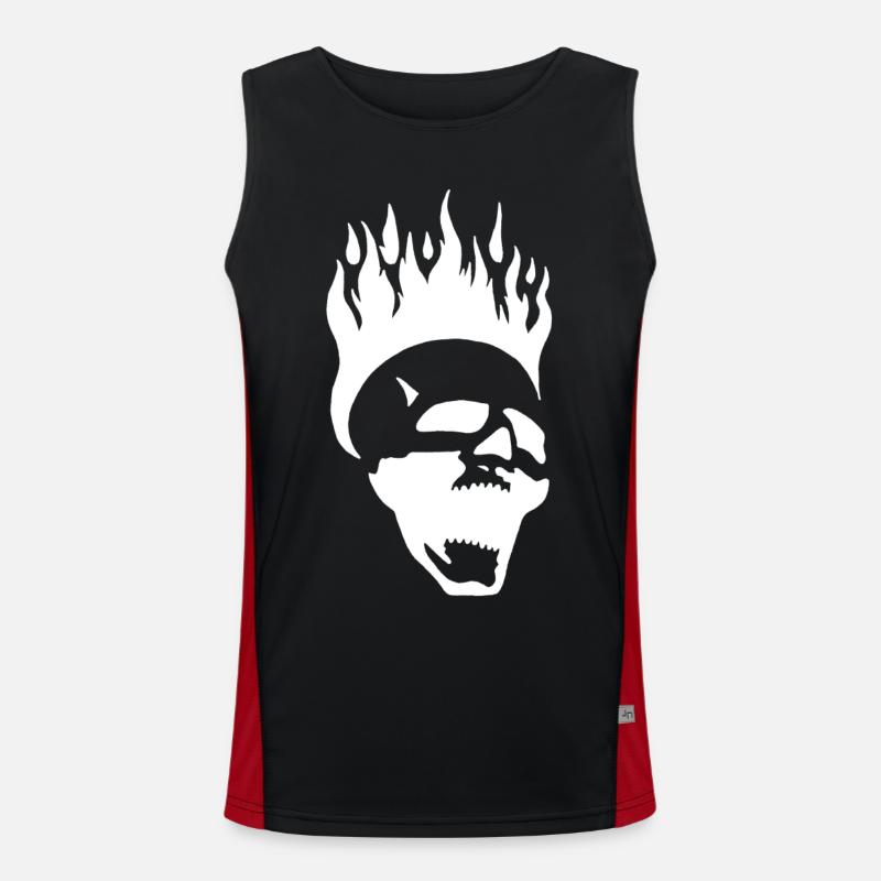 Flaming screaming skull (white) - Men's Functional Contrast Tank Top  - black/red