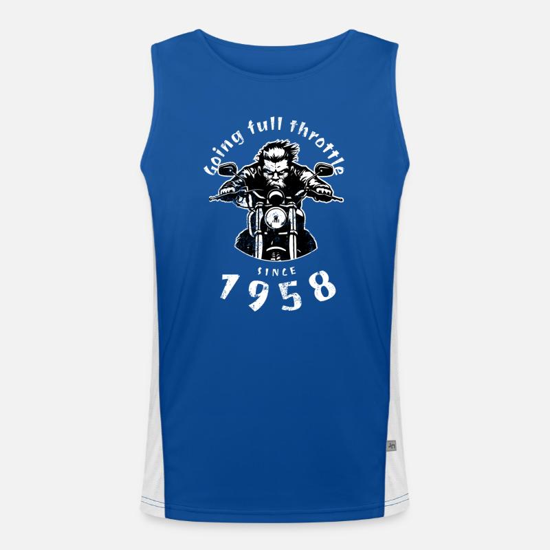 66. Birthday Going full throttle since 1958 Men's Functional Contrast Tank Top 