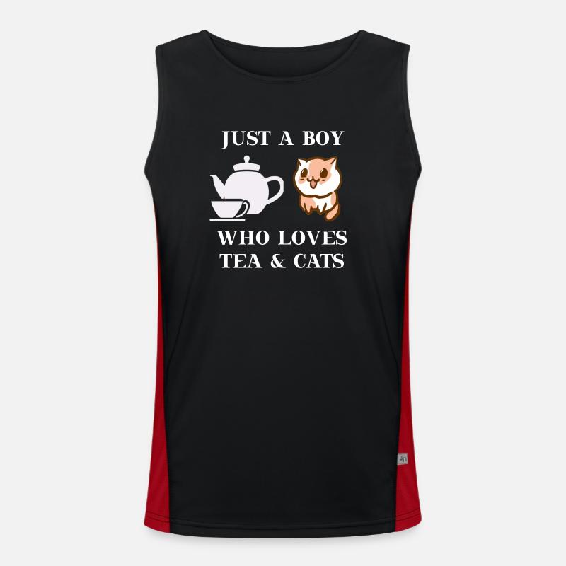 Tee Katze Geschenkidee süß niedlich lustig Funktionelles Kontrast-Tank Top für Männer 