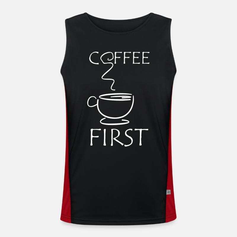 COFFEE: Coffee first - Men's Functional Contrast Tank Top  - black/red
