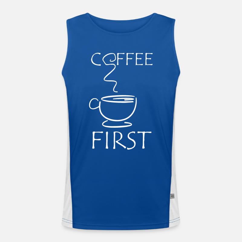 KAFFEE: Coffee first Funktionelles Kontrast-Tank Top für Männer 