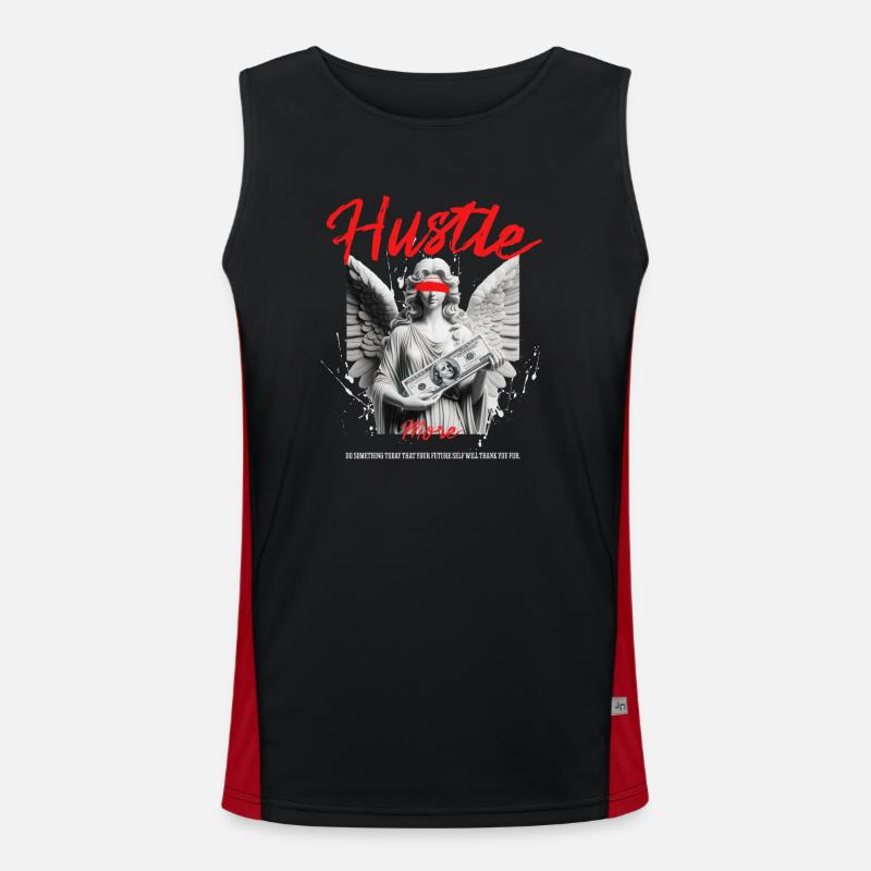 Hustle More Engelstatue mit Dollarscheinen Funktionelles Kontrast-Tank Top für Männer 