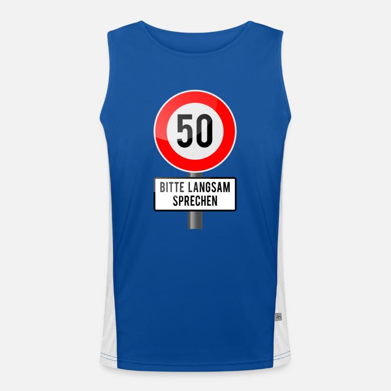 50 Jahre Schild langsam Funktionelles Kontrast-Tank Top für Männer 