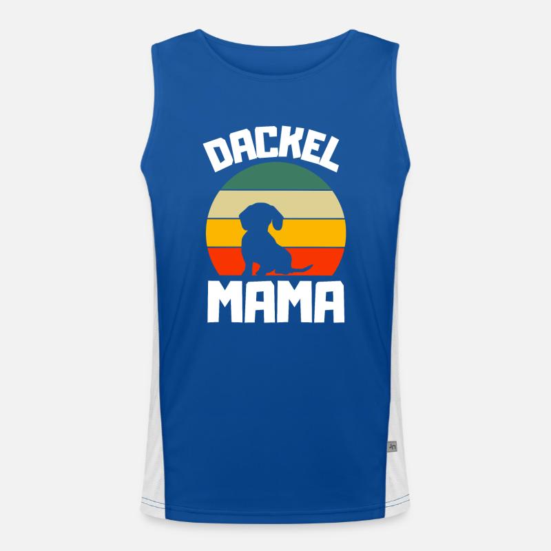 Hunde Mama Muttertag Retro Dackel Funktionelles Kontrast-Tank Top für Männer 