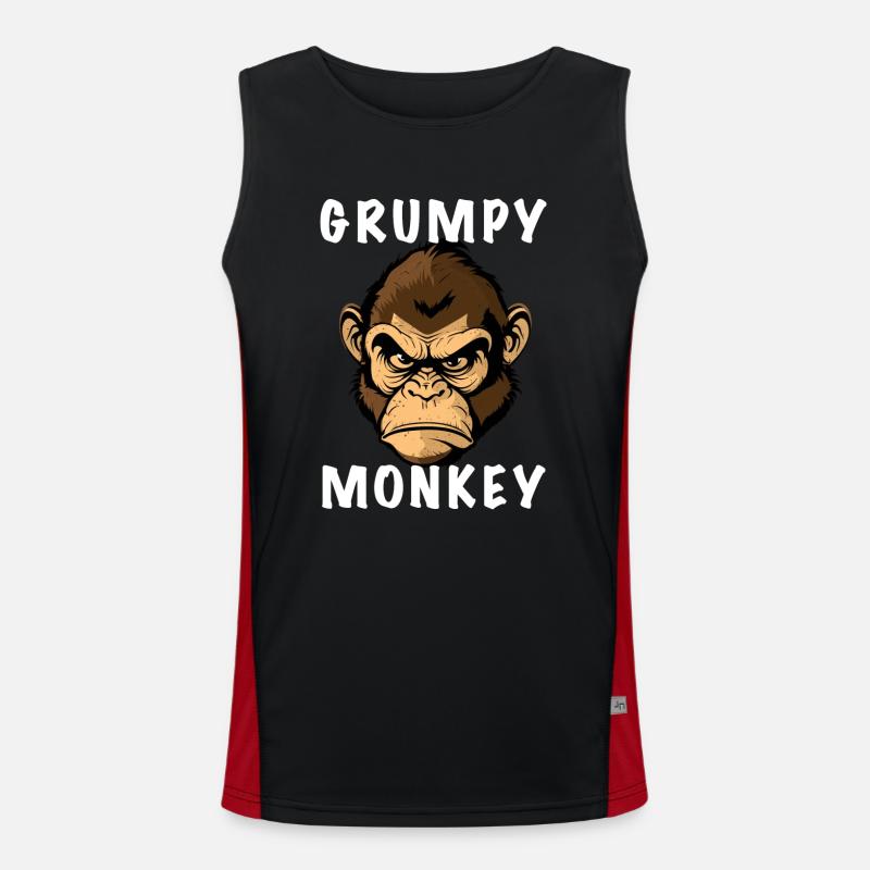 GRUMPY MONKEY - Men's Functional Contrast Tank Top  - black/red