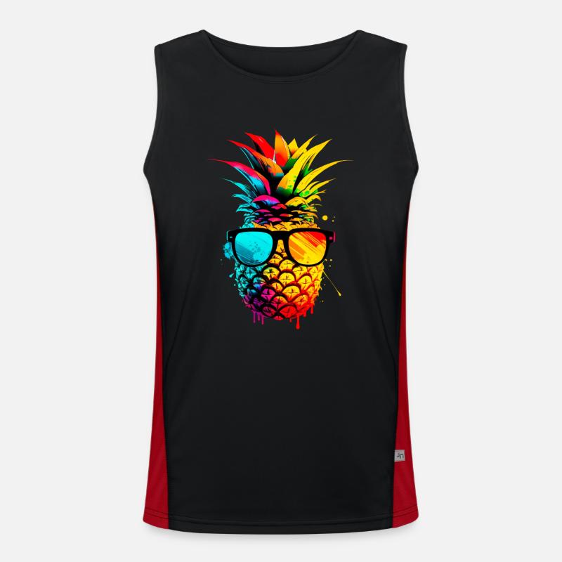 Bunte funky Ananas Funktionelles Kontrast-Tank Top für Männer 