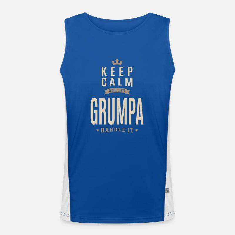 Keep Calm Grumpa Funktionelles Kontrast-Tank Top für Männer 