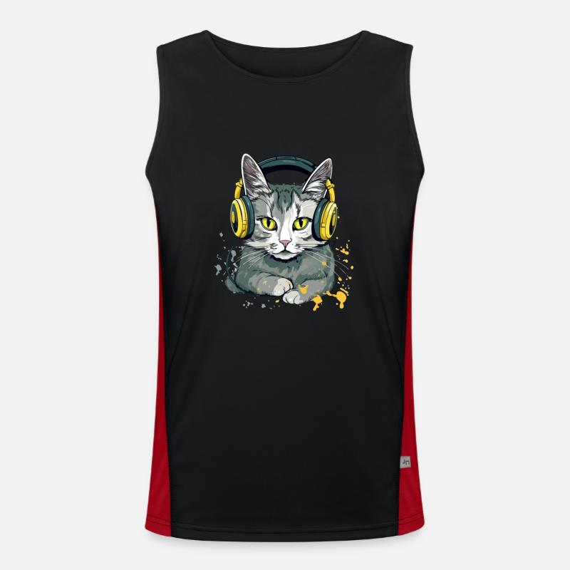 Jili, die audiophile Katze Funktionelles Kontrast-Tank Top für Männer 