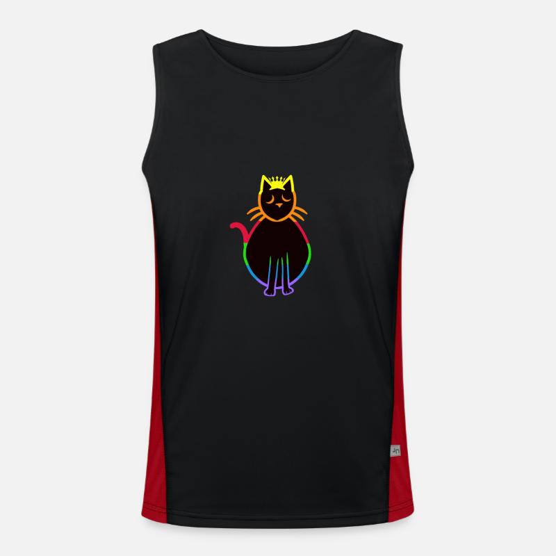 80er 90er Retro Regenbogen Katze Katzen Funktionelles Kontrast-Tank Top für Männer 