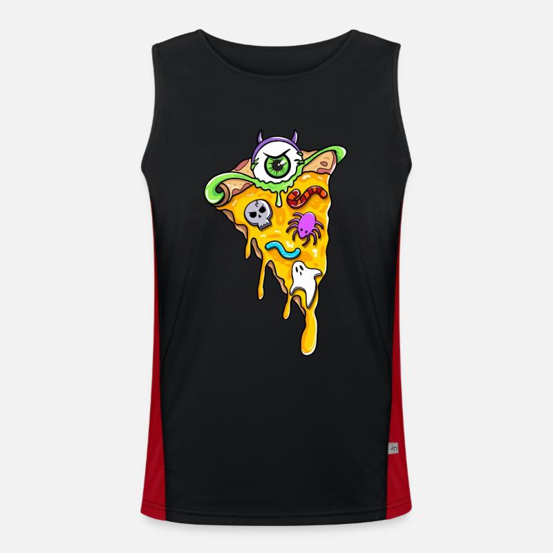 Creepy Horror Pizza Tranches Skull Spider Débardeur respirant contrasté Homme 