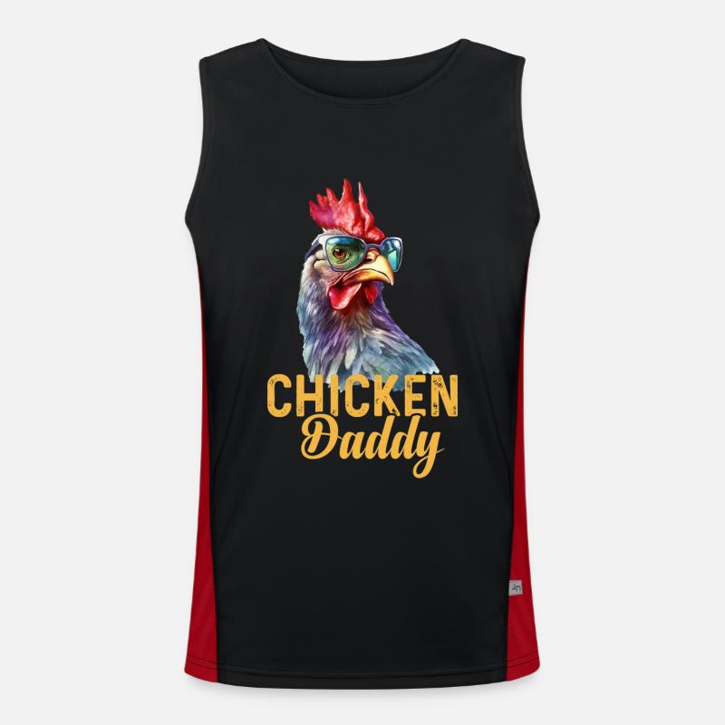 Ein lustiger Chicken Daddy mit der Sonnenbrille Funktionelles Kontrast-Tank Top für Männer 