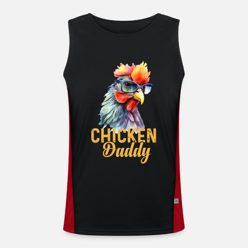 Ein lustiger Chicken Daddy mit der Sonnenbrille Funktionelles Kontrast-Tank Top für Männer 