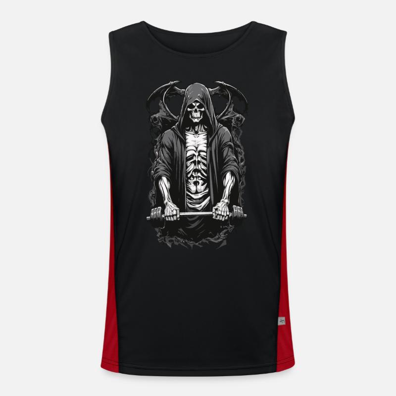 Motif de remise en forme Grim Reaper Bodybuilder Débardeur respirant contrasté Homme 