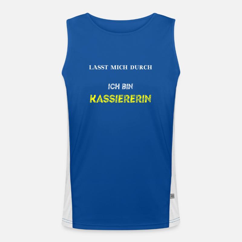 Lasst mich durch, ich bin Kassiererin Geschenkidee Funktionelles Kontrast-Tank Top für Männer 