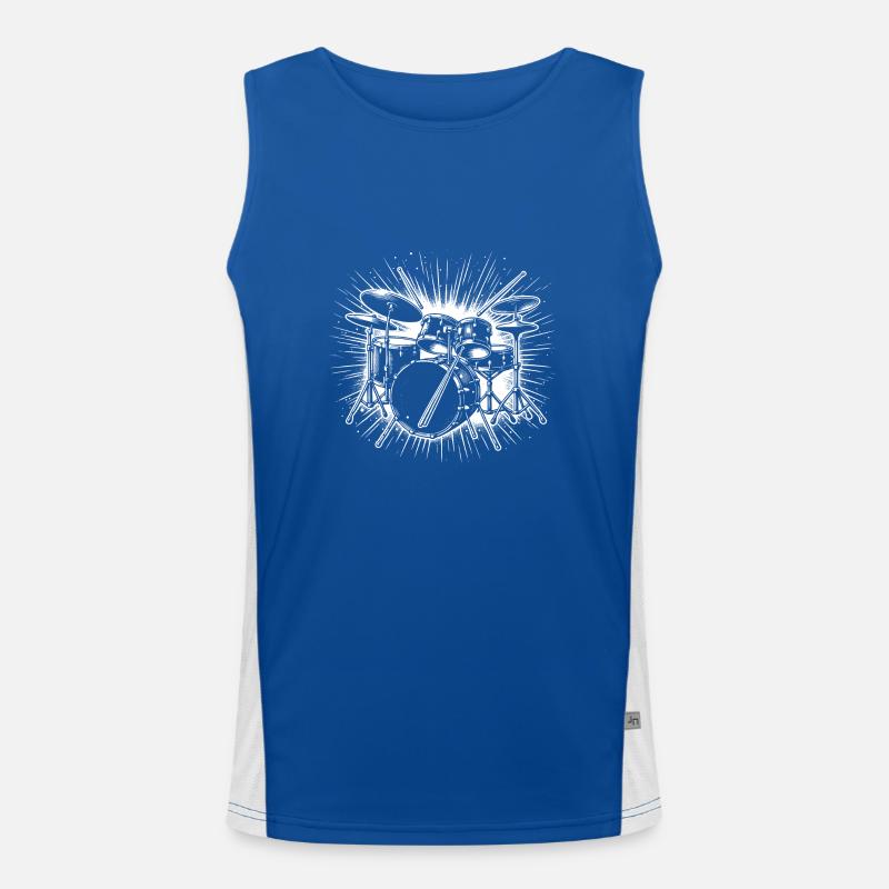 Drums Drummer Destroy Silence Rockband. Men's Functional Contrast Tank Top 