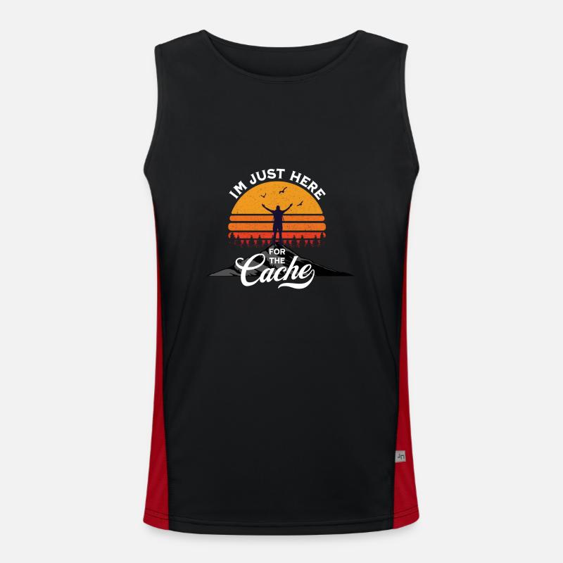 Geocaching - Just Here For The Cache Men's Functional Contrast Tank Top 