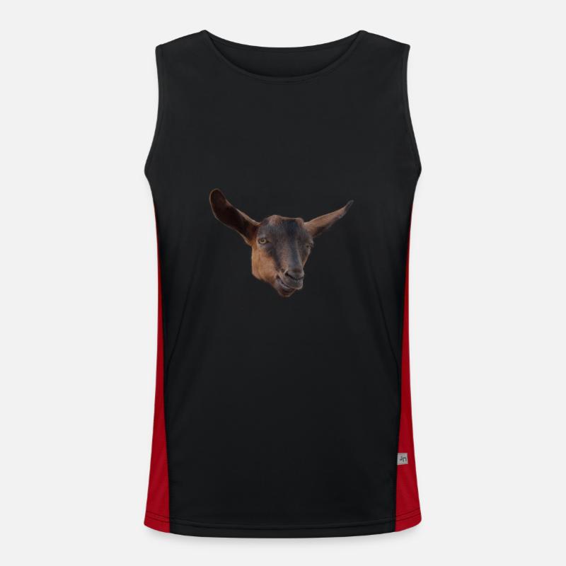 funny goat head billy goat - Men's Functional Contrast Tank Top  - black/red