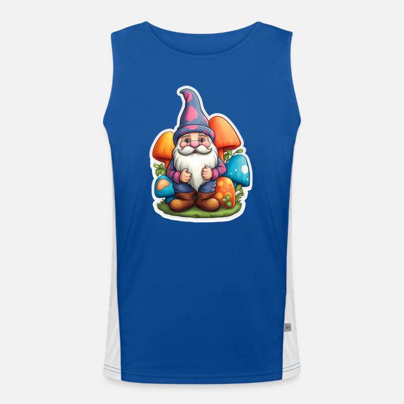 Dwarf surrounded by mushrooms Men's Functional Contrast Tank Top 
