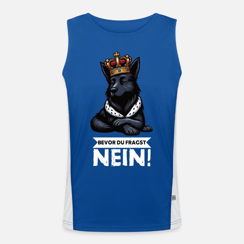Bevor Du Fragst Schwarzer Schäferhund Schäferhunde Funktionelles Kontrast-Tank Top für Männer 