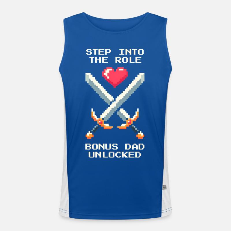 Bonus-Papa freigeschaltet | Stiefvater Patchwork Funktionelles Kontrast-Tank Top für Männer 