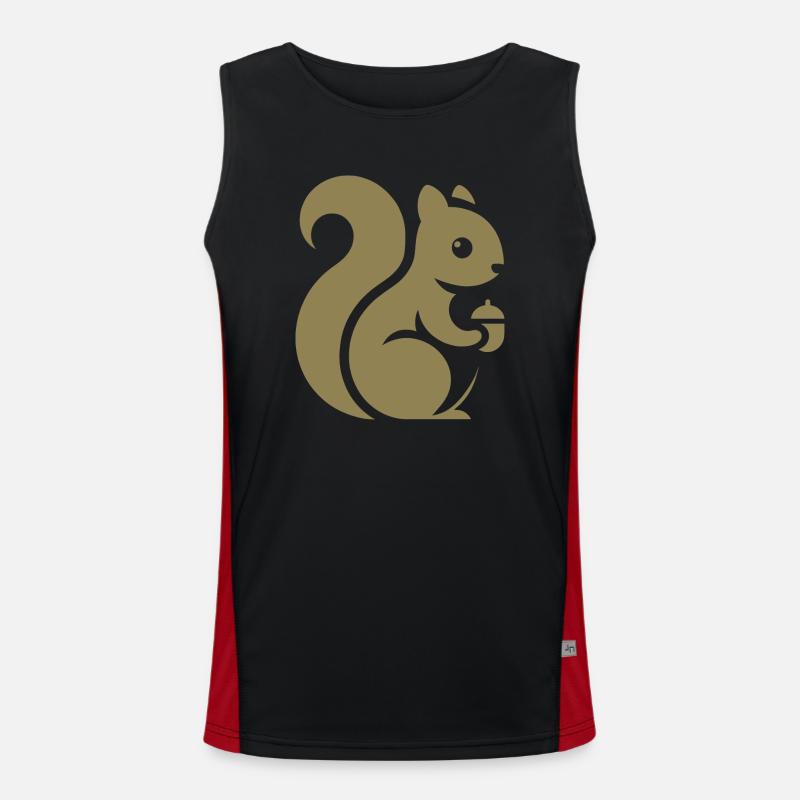 Minimalistische Eichhörnchen Silhouette mit Nuss Funktionelles Kontrast-Tank Top für Männer 