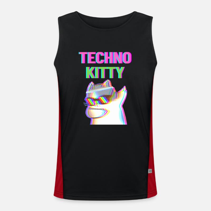 Techno Kitty Funktionelles Kontrast-Tank Top für Männer 