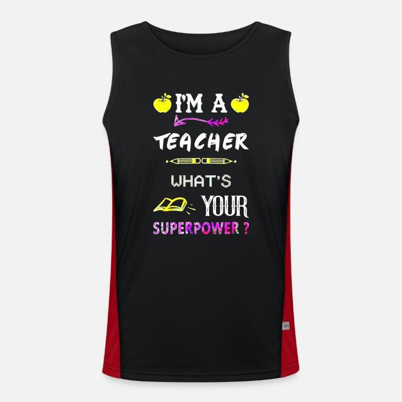 Ich bin Lehrer Superkraft Superkraft Funktionelles Kontrast-Tank Top für Männer 