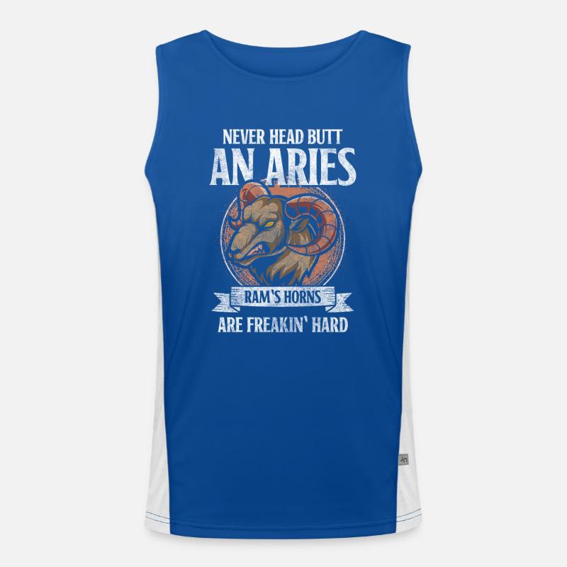 Widder Geburtstag Aberglaube Feuer Funktionelles Kontrast-Tank Top für Männer 