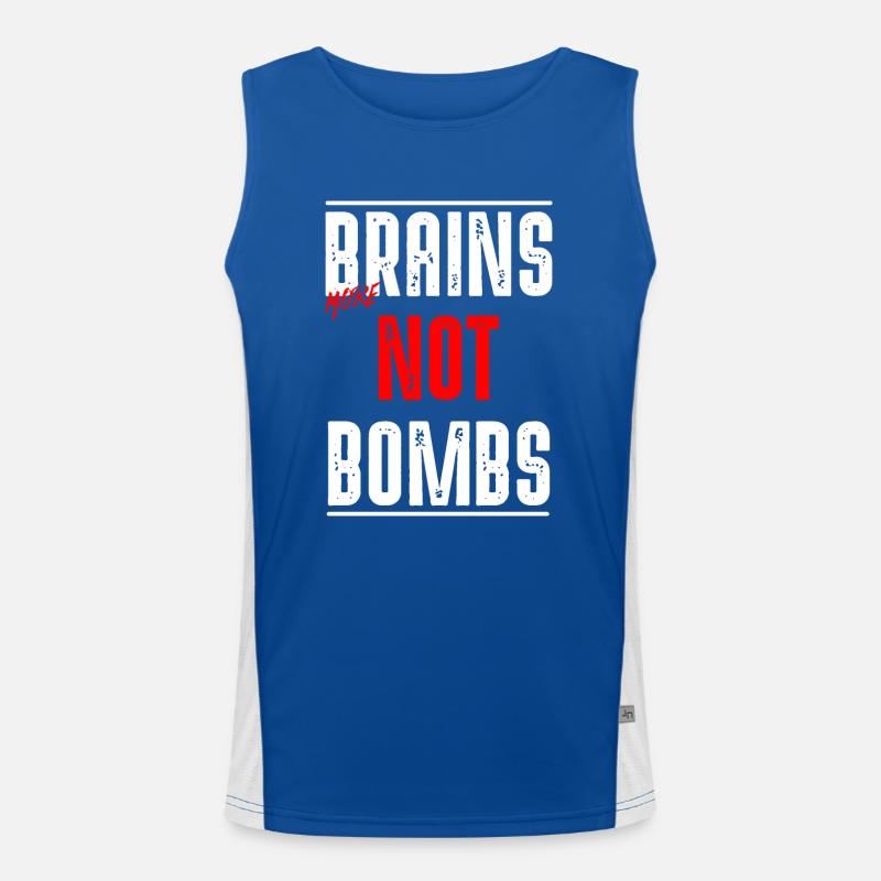 Brains not Bombs Funktionelles Kontrast-Tank Top für Männer 