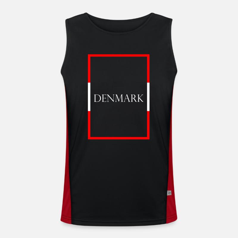 Danemark Danemark, Lettrage de déclaration avec drapeau Débardeur respirant contrasté Homme 