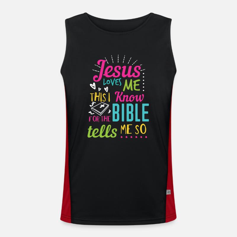 Jesus Design Ja Jesus liebt mich Geburtstagsgeschenkidee Funktionelles Kontrast-Tank Top für Männer 
