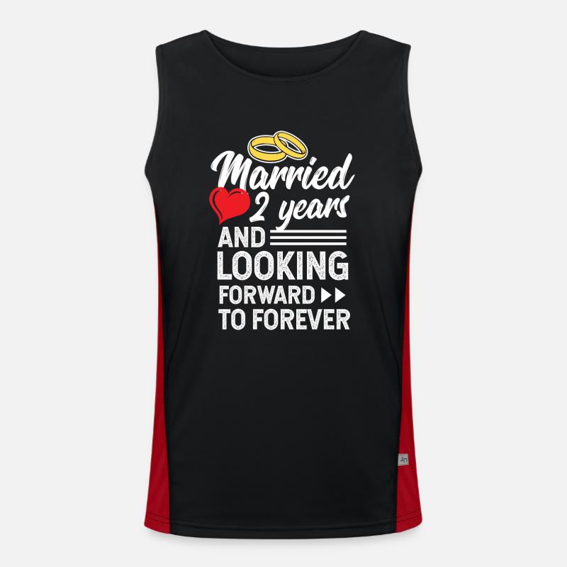 Second Wedding Anniversary Married 2 Years Men's Functional Contrast Tank Top 