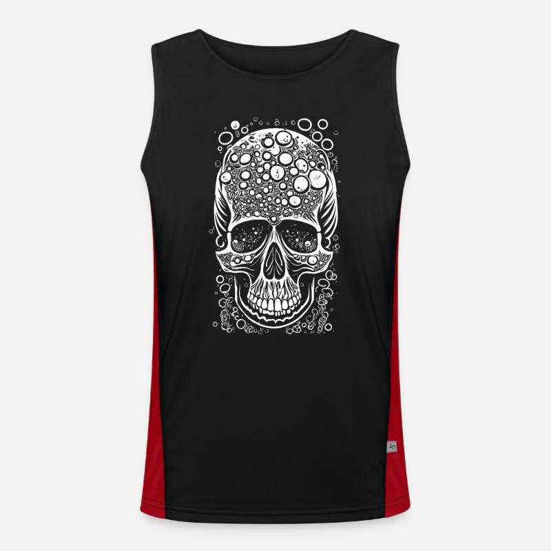 Magic skull with bubbles - Men's Functional Contrast Tank Top  - black/red