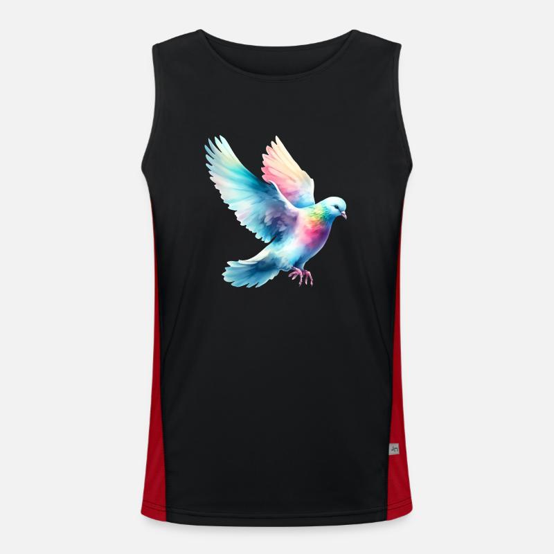 Rainbow Flight: Flying Dove - Men's Functional Contrast Tank Top  - black/red