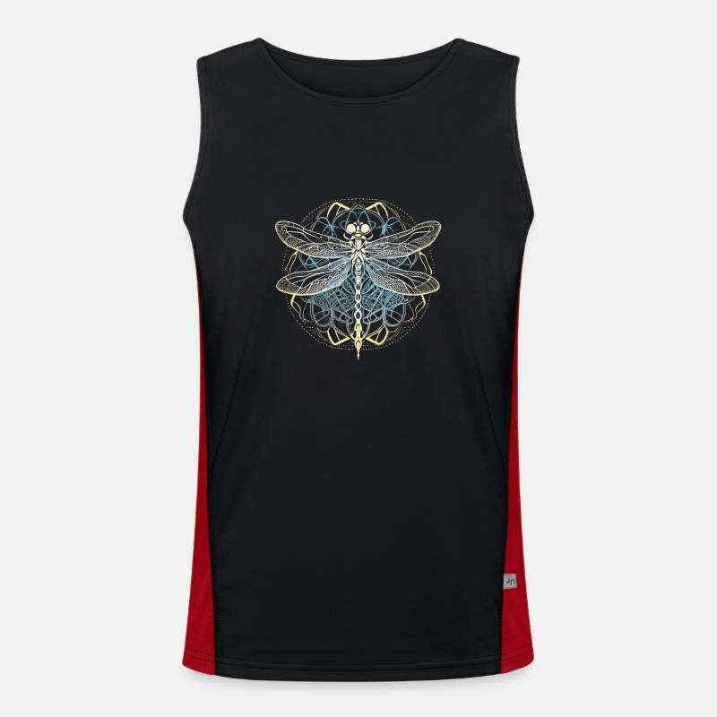 Libelle mit weißem Ornament - Heilige Geometrie Funktionelles Kontrast-Tank Top für Männer 