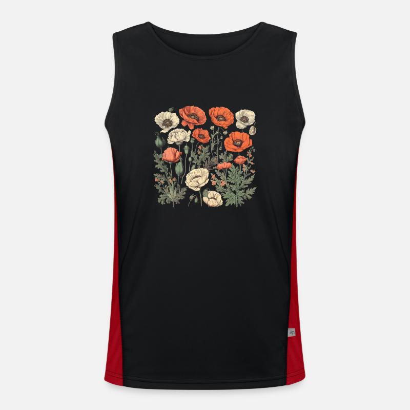 Wunderschönes Boho Mohn Herbarium Bouquet Funktionelles Kontrast-Tank Top für Männer 