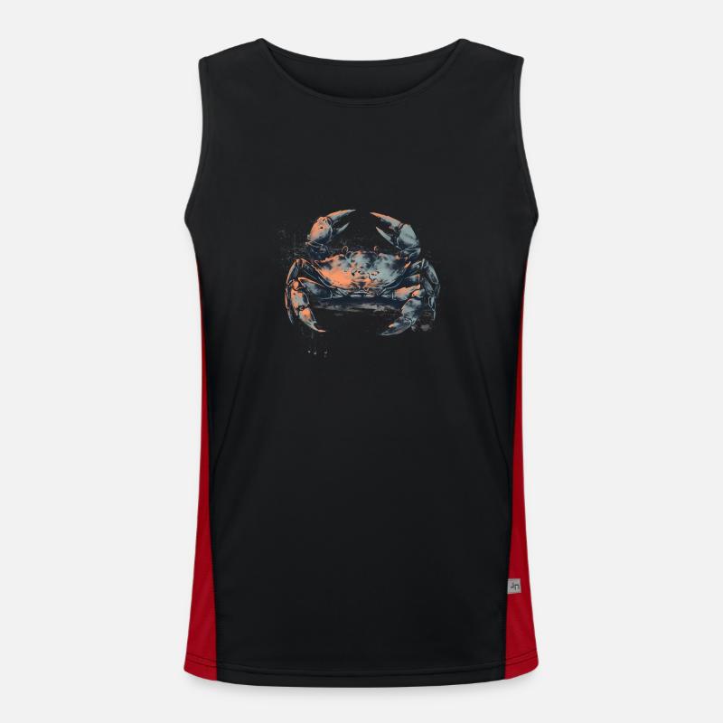 Cool crab, crab in retro style Men's Functional Contrast Tank Top 