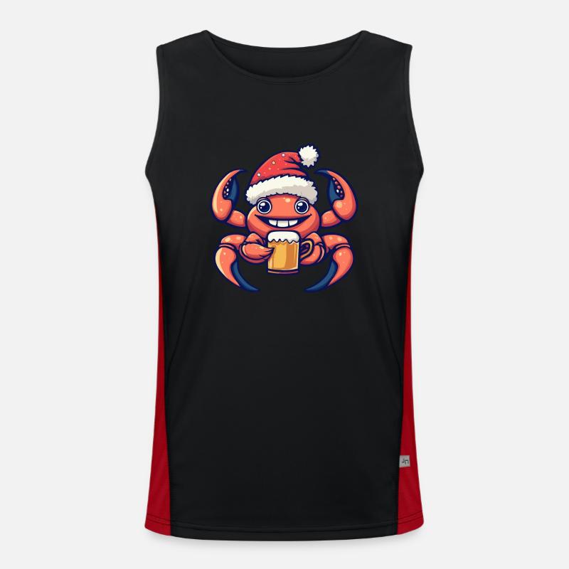 crabe crabe bière de Noël drôle Débardeur respirant contrasté Homme 