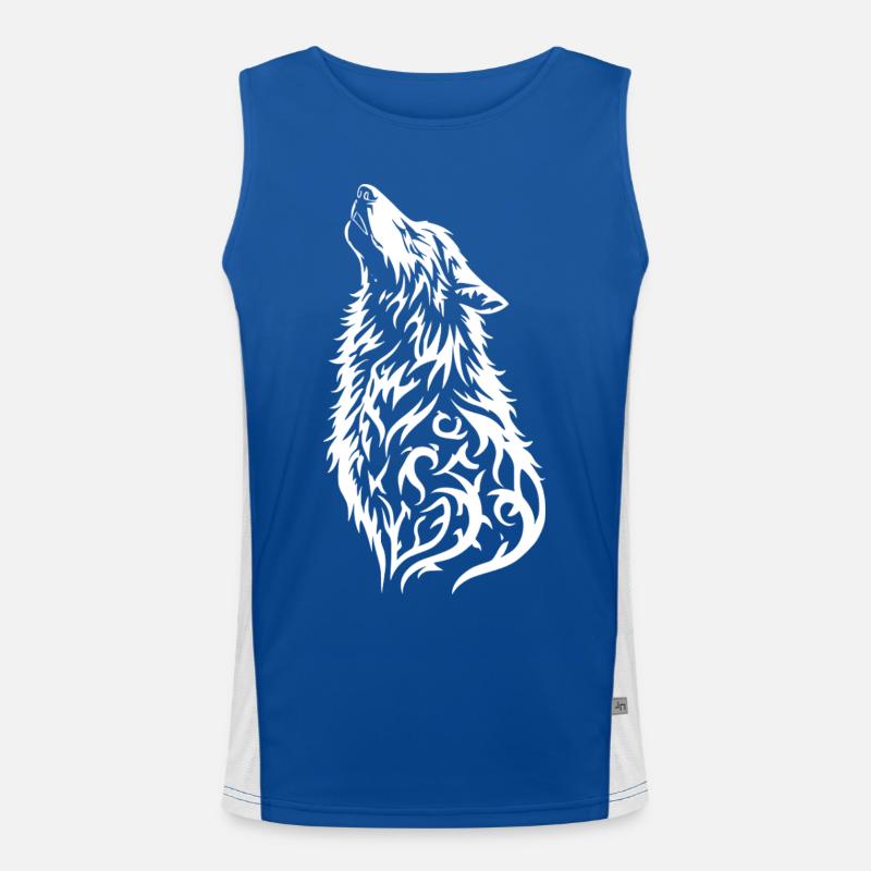 Wildes Wolfkopf Tattoo Design Funktionelles Kontrast-Tank Top für Männer 